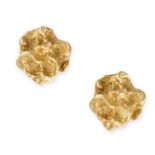 DAVID THOMAS, A PAIR OF FLOWER EARRINGS  Clip fittings  In abstract flower design  Signed DAT