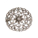 AN ANTIQUE DIAMOND BROOCH, 18TH CENTURY  Oval body, foliate openwork design, originally a slide