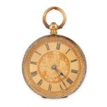 NO RESERVE - AN 18 CARAT GOLD POCKET WATCH Chased gold Numbered 53182, stamped 18K to case back