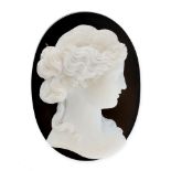 AN UNMOUNTED AGATE CAMEO  Carved in detail to depict the profile of Venus  No assay marks  Length