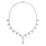 A DIAMOND NECKLACE  Brilliant-cut diamonds, approximate total 11.00-12.00 carats  Stamped 750