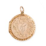 NO RESERVE - A GILT METAL LOCKET PENDANT Chased design Stamped S Bros, initialled GT Length 38mm