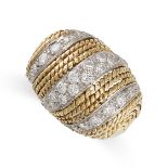 VAN CLEEF & ARPELS, A VINTAGE DIAMOND COCKTAIL RING Bombe design, twisted wirework body Round