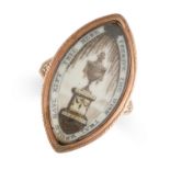 NO RESERVE - AN ANTIQUE SCOTTISH GEORGIAN MINIATURE MOURNING LOCKET RING, 1792 in yellow gold, the