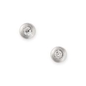 A PAIR OF SOLITAIRE DIAMOND STUD EARRINGS in 18ct white gold, each set with a round brilliant cut