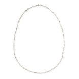 AN ANTIQUE BAROQUE PEARL AND MOONSTONE CHAIN NECKLACE in 9ct yellow gold, comprising a single row of