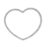 NO RESERVE - A DIAMOND HEART PENDANT in 18ct white gold, designed as the silhouette of a heart,