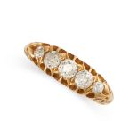 NO RESERVE - AN ANTIQUE EDWARDIAN DIAMOND FIVE STONE RING, 1903 in 18ct yellow gold, set with five