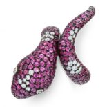CANTAMESSA, A RUBY AND DIAMOND SNAKE RING designed as the body of a coiled snake, set with round cut