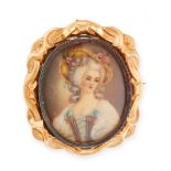 A PORTRAIT MINIATURE BROOCH / PENDANT set with an oval miniature of a lady, within an ornate