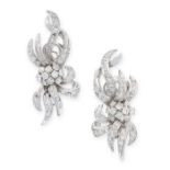 A PAIR OF DIAMOND CLIP EARRINGS each set throughout with round cut and single cut diamonds, the