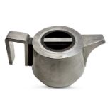 AN ELIZABETH II MODERNIST SILVER TEAPOT, LONDON 1966 the tapering cylindrical body with wooden