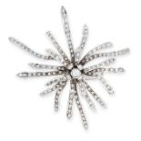 A DIAMOND BROOCH designed as an abstract flower, set with a central cluster of round cut diamonds