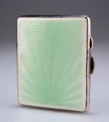 AN ENAMEL AND SILVER PLATE CIGARETTE CASE