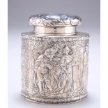 A GERMAN EXPORT SILVER TEA CANNISTER AND COVER