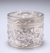 A CHINESE EXPORT SILVER BOX AND COVER