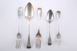 A GROUP OF ASSORTED SCOTTISH AND ENGLISH GEORGIAN AND LATER FLATWARE
