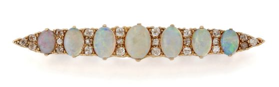 A VICTORIAN OPAL AND DIAMOND BROOCH