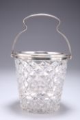 A GEORGE V SILVER-MOUNTED GLASS ICE BUCKET