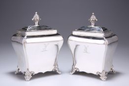 A PAIR OF EARLY VICTORIAN SILVER BOMBE CADDIES