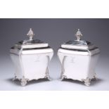 A PAIR OF EARLY VICTORIAN SILVER BOMBE CADDIES