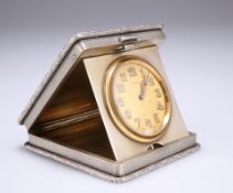 A GEORGE V SILVER TRAVEL CLOCK