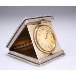 A GEORGE V SILVER TRAVEL CLOCK