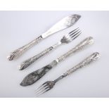 A SET OF VICTORIAN SILVER FISH KNIVES AND FORKS