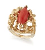 A 1960s CORAL DRESS RING