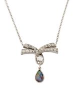 A BOULDER OPAL AND DIAMOND NECKLACE