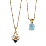 A BLUE TOPAZ PENDANT ON CHAIN