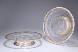 A PAIR OF FRENCH SILVER-MOUNTED GLASS DISHES