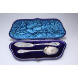 A VICTORIAN SILVER BUTTER KNIFE AND JAM SPOON