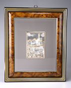 A BURRWOOD FRAMED SILVER PLAQUE