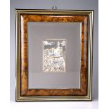 A BURRWOOD FRAMED SILVER PLAQUE