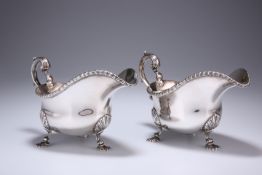 A PAIR OF HANDSOME GEORGE III STYLE SILVER SAUCEBOATS