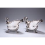 A PAIR OF HANDSOME GEORGE III STYLE SILVER SAUCEBOATS