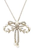 A BELLE EPOQUE DIAMOND AND PEARL PENDANT ON CHAIN
