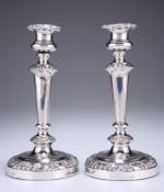 A PAIR OF OLD SHEFFIELD PLATE CANDLESTICKS