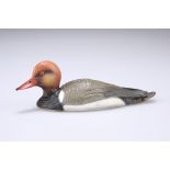 AN ITALIAN COLD PAINTED SILVER MODEL OF A RED CRESTED POCHARD DUCK (Netta Rufina), by R. Miracoli,