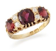 AN 18CT GOLD GARNET AND DIAMOND RING