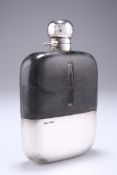 A GEORGE V SILVER MOUNTED HIP FLASK