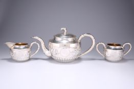 A FINE CHINESE EXPORT SILVER THREE-PIECE TEA SERVICE, EARLY 20TH CENTURY