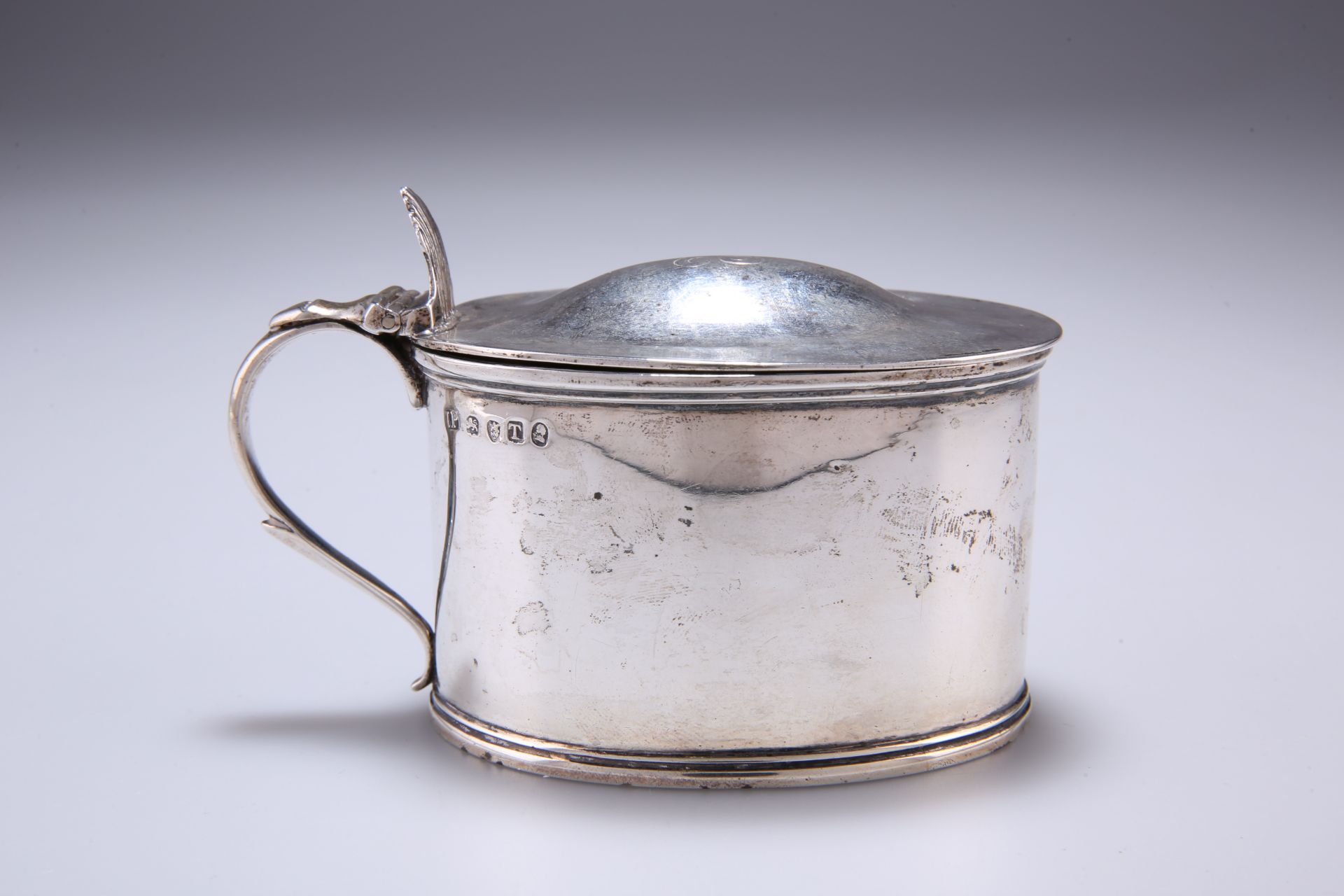 A GEORGE III SILVER MUSTARD POT