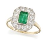 AN EMERALD AND DIAMOND RING