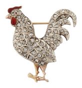 A DIAMOND COCKEREL BROOCH