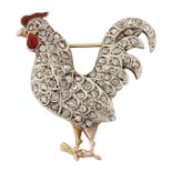 A DIAMOND COCKEREL BROOCH