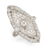 AN ART DECO DIAMOND NAVETTE RING