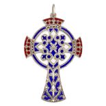 A SCOTTISH SILVER AND ENAMEL CROSS PENDANT