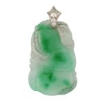 A JADE AND DIAMOND PENDANT